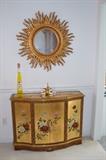 Gilded Sunburst Wall Mirror, Guilded Chest/Sideboard