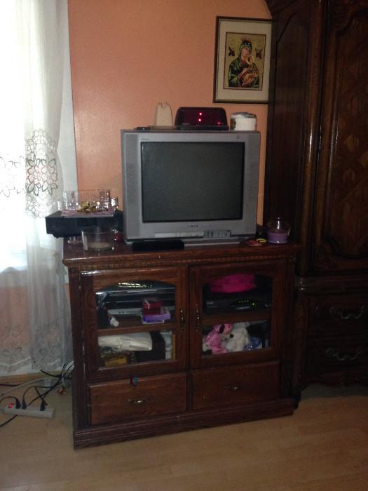 Cabinet and TV.