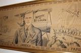 Antique petit point tapestry of Spirit of St Louis Charles Lindbergh flight.