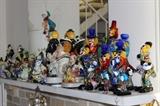 Large collection of "Murano?" glass clowns and slip cast clowns.