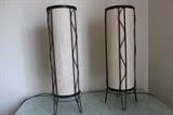 Two taller wire form table lamps.