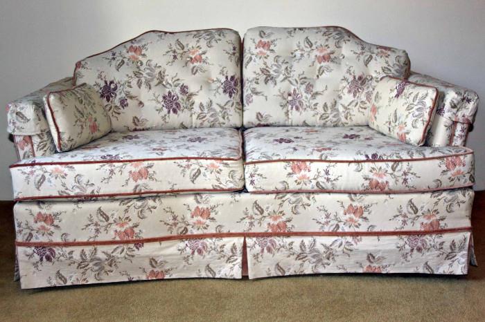 This loveseat has a matching sofa. Both are in excellent condition. The Loveseat dimensions are approximately 60"L x 36"W while the Sofa dimensions are 81"L x 36"W.