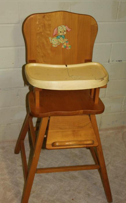 Antique Oak High Chair-Angle