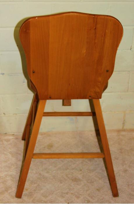 Antique Oak High Chair-Back