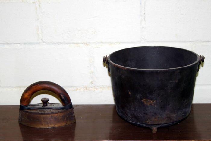 Antique Cast Iron, Iron and Bean Pot