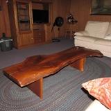 Live edge slab table with bow ties. Nakashima style