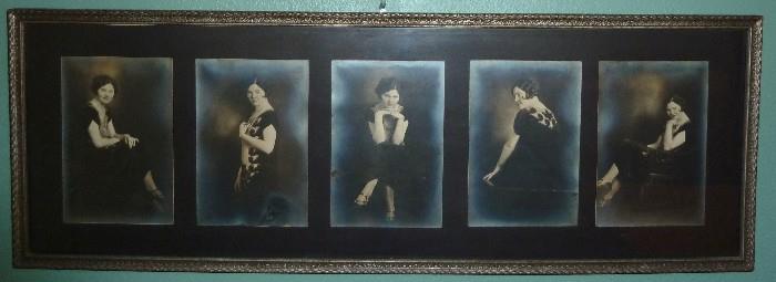 Antique Framed Photograph of a Woman in Several Poses