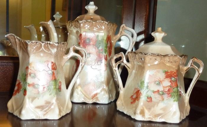 Antique Germany Teapot, Creamer & Sugar Bowl Set 