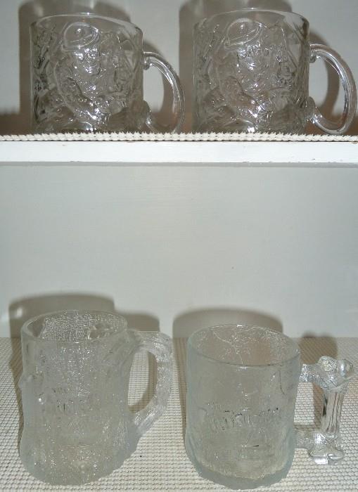 Vintage Glass Joker & Flinstone Glasses