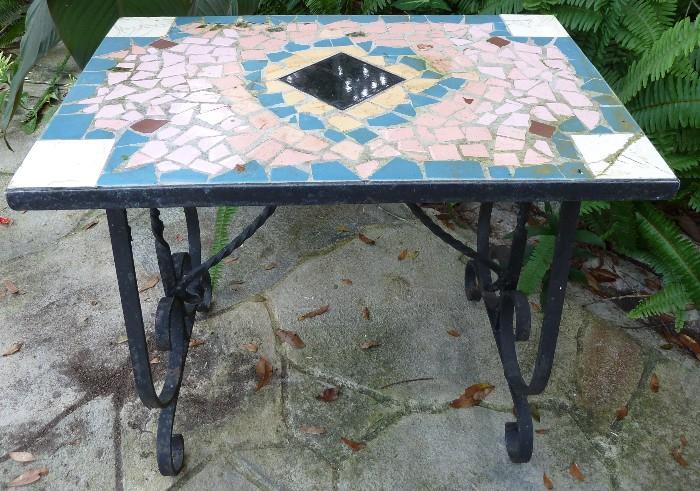 Tile Top Wrought Iron Garden Table