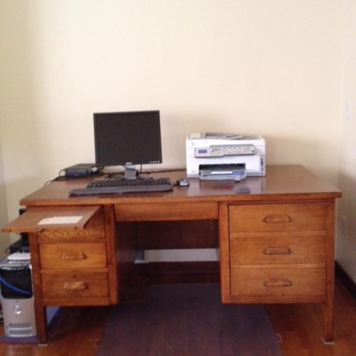 1920's Solid Oak Partner's Desk - great condition.