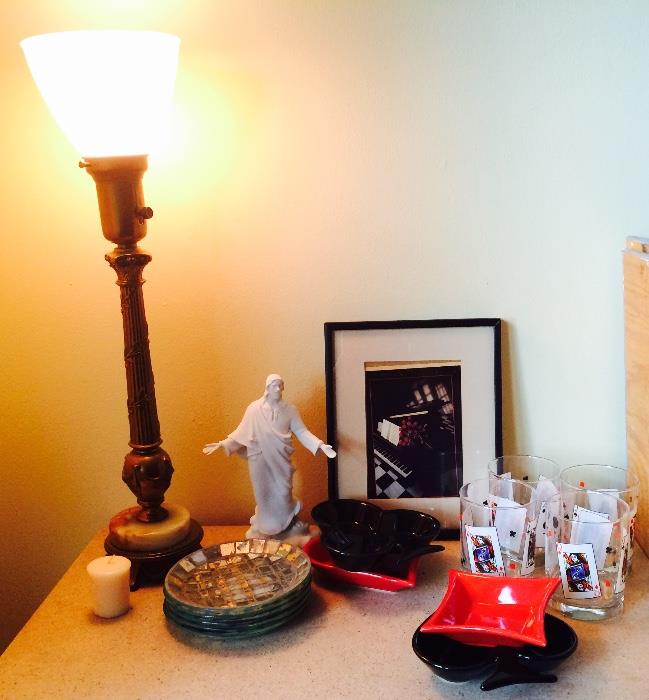 Torch Lamp, Religious Figurine and More