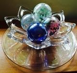 Hand Blown Glass, Art Vannes France Crystal Bowl