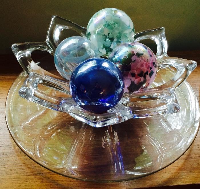 Hand Blown Glass, Art Vannes France Crystal Bowl