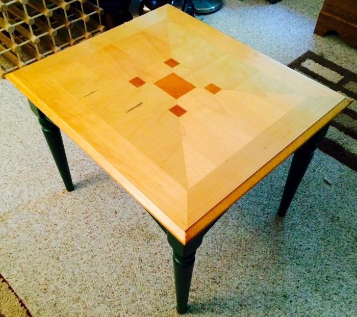 Oak & Green Painted End Table