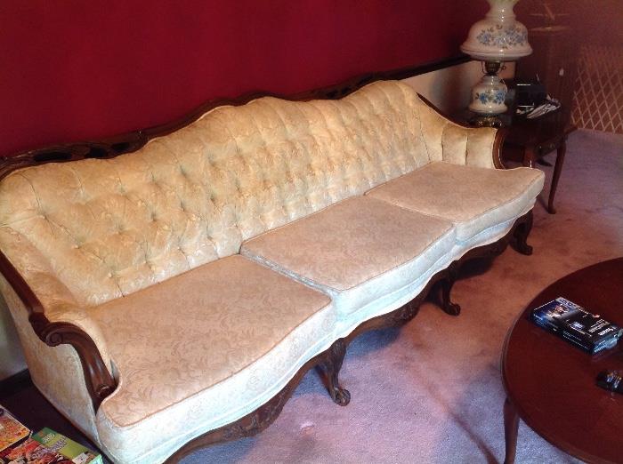 Victorian brocade sofa, matching chair