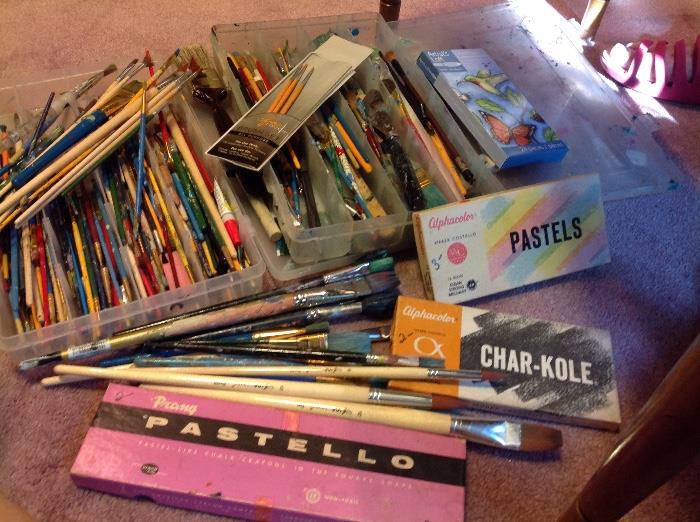 Pastels, charcoal, art supplies
