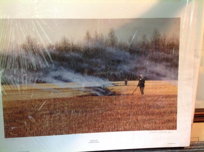 Signed, numbered print.  "Burn-Off", by Peter Keating