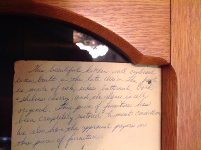 Note found in antique cabinet