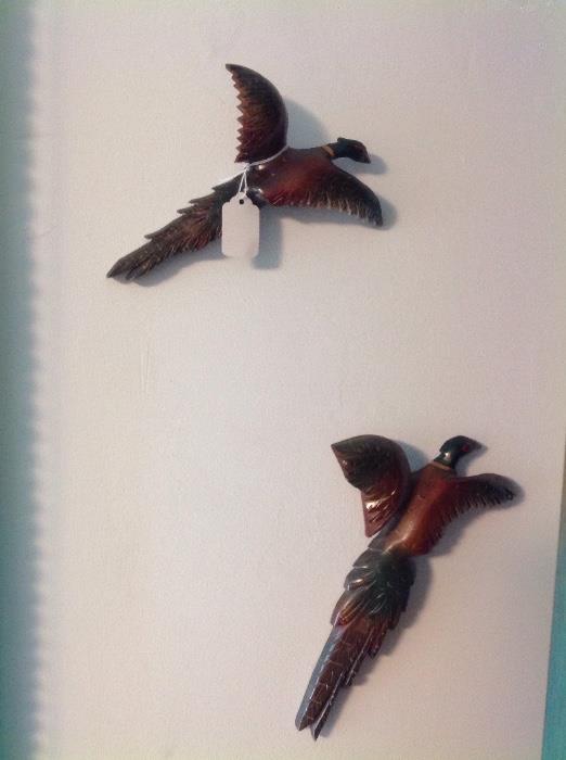 Hand carved pheasants