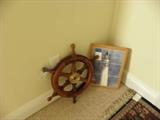 Ships wheel and lighthouse tile tray