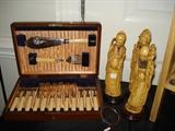 Silver plated fish set in beautiful wood box. Some of the Asian items