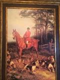 Large hunt scene framed art