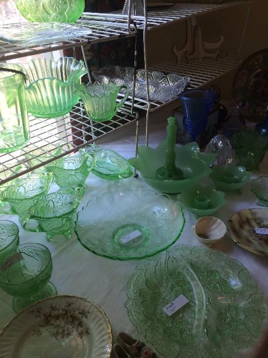 Very nice selection of green glassware