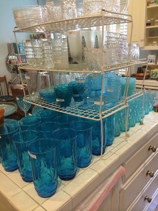 Aqua blue glassware