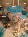 Aqua blue glassware & knick knacks