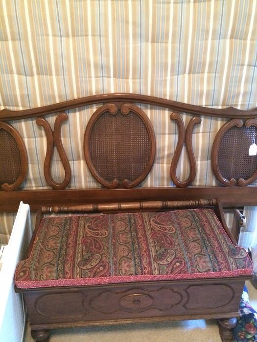 King bed; cedar chest with detachable cushion