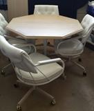 Dinette w/ 1 leaf and 4 chairs on castors. One year ago, the chairs were recovered at a cost of $100/chair. 