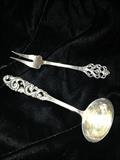Sterling silver fork and silver-plate spoon