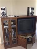 Panasonic 27" TV, SONY stereo with speakers, DVD player.  Media cabinet