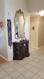 Beautiful gold mirror and gorgeous hand-painted accent chest