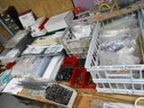 various model building supplies, kits, lots of Decals, S gauge trucks and wheels (metal). 