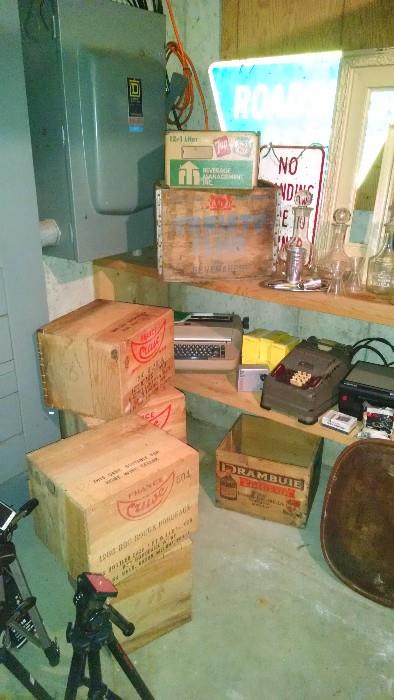 Wine Crates, Vintage Typewriters, Signs
