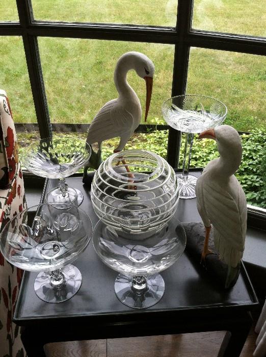 Cut Glass, Blown Glass, Carved Birds