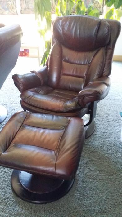 Purchased 2 years ago. Leather Chair & Ottoman. In excellent condition. 