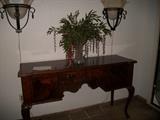 ANTIQUE SIDEBOARD, PR SCONCES