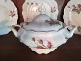 93 pc. Rosenthal Pompadour 'Moss Rose' china set.  No defects detected.