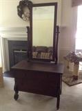 Mahogany furniture with beveled mirror. 