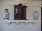wall curio cabinet, Oriental vases