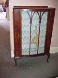 English curio, no shelves, glass broken in front