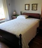Mahogany Double Bed, Pair of French Fashion Prints