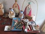 Statues, crosses, cruicifix, catholic jewelry