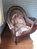 Old 1940s coil spring cushion Wicker Chair