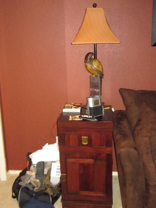Bird lamp and side table