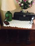 lamp, phone, clock, radio, end table all for sale