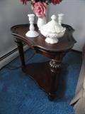 milk glass and end tables